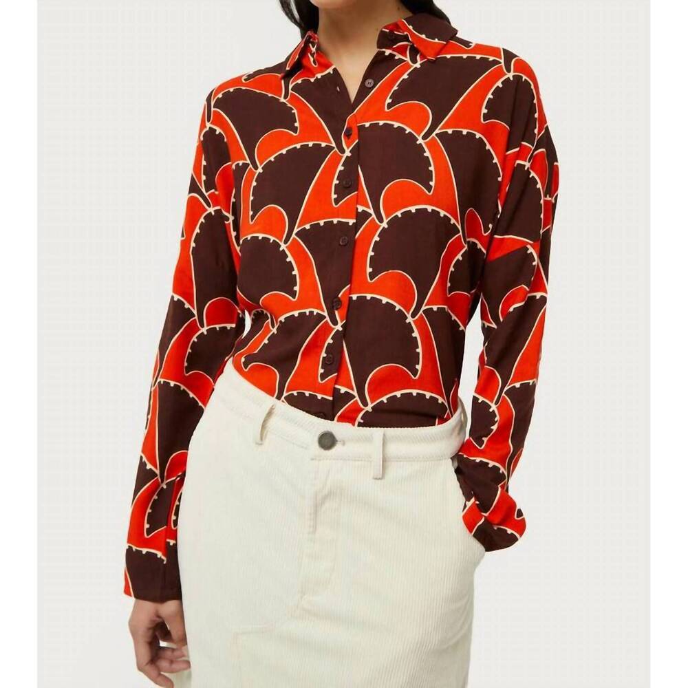 NEW COMPAÑÍA FANTÁSTICA pai pai geometric print shirt in orange
